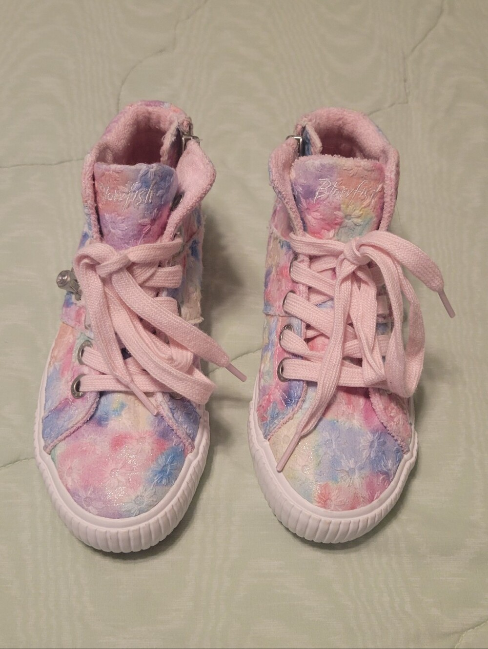 Blowfish Malibu Kids Pink Pastel Tie-Dye High-Top Sneakers W/ Side Zip Opening